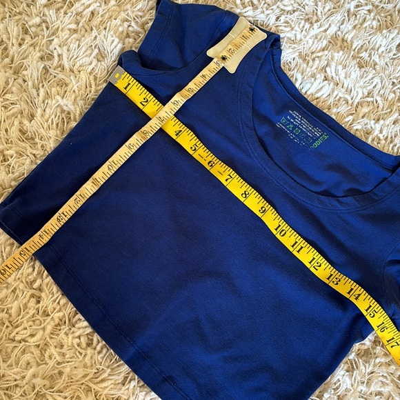 Blue Crop Top With Cap Sleeve, Round Neckline, Slim Fit, and Soft - Picture 3 of 5